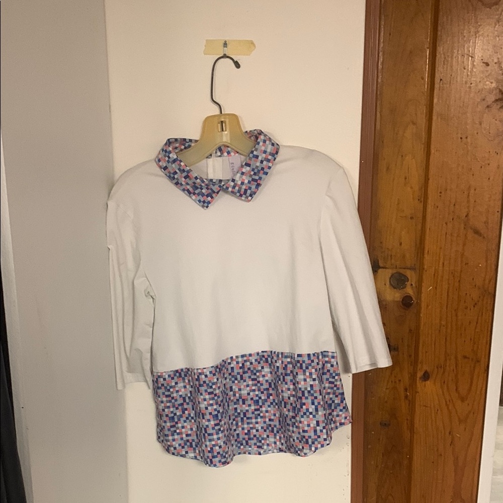 Pixi Pink and White Blouse with 3/4 Sleeves
